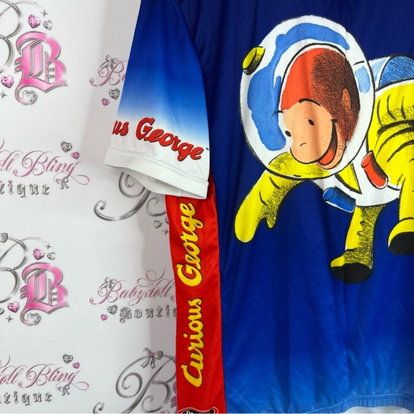 Primal wear tshirt Curious George monkey zip up Astronaut Jersey - Blue and Red - Picture 6 of 11